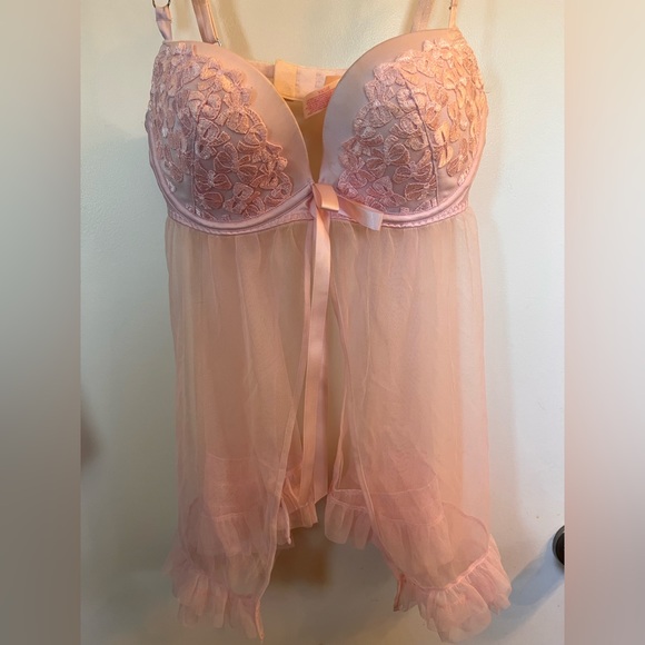 Victorias Secret Pink Bow Lingerie Babydoll 36C - Picture 2 of 3